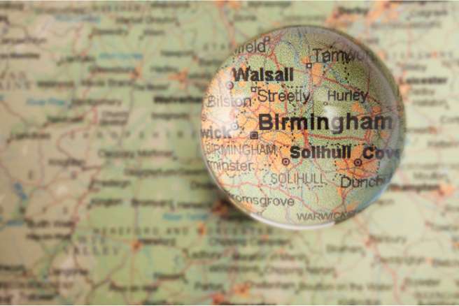 Birmingham in the map